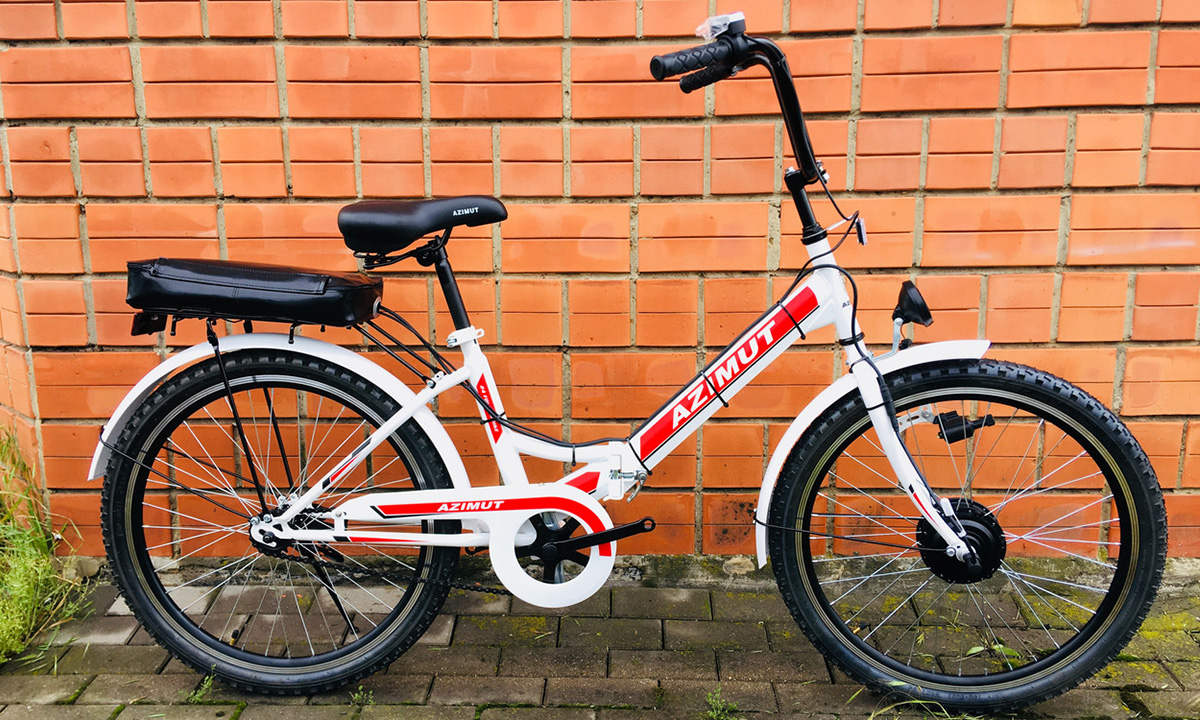 Фотографія Складаний електровелосипед Azimut Power 24" 350W 2021 Біло-червоний